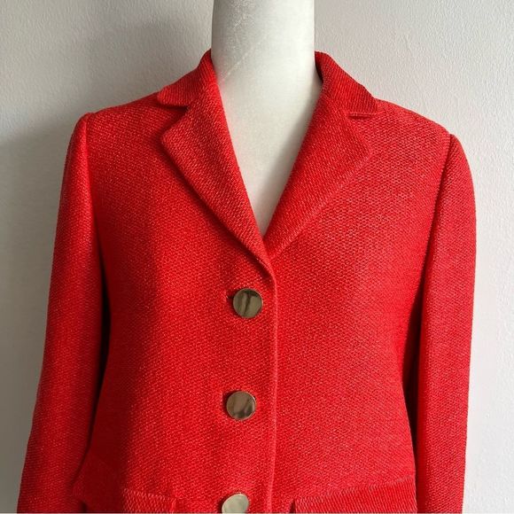 LIKE NEW Tory Burch Bright Orange 3/4 Coat - Picture 2 of 12